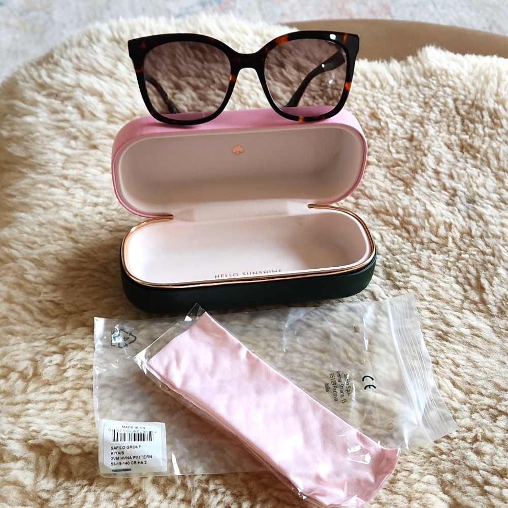 NWT Kate Spade Kiya Havana & Floral Squared Cat Eye Sunglasses 🕶 🩷